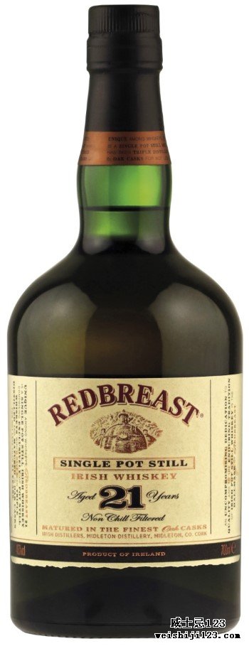 2017WWA最佳爱尔兰单一壶式蒸馏威士忌  Redbreast  21年 爱尔兰