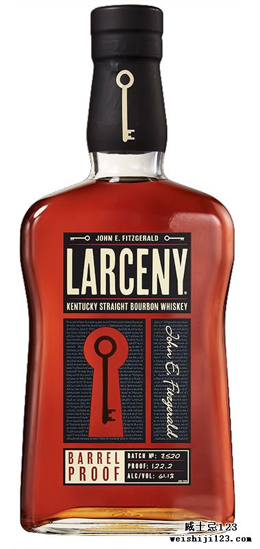 #1 • Larceny Barrel Proof (Batch B520) #1 • 盗窃 桶陈原瓶（批次B520）  2020年威士忌倡导家排名第1名 Whisky of the Year 2020