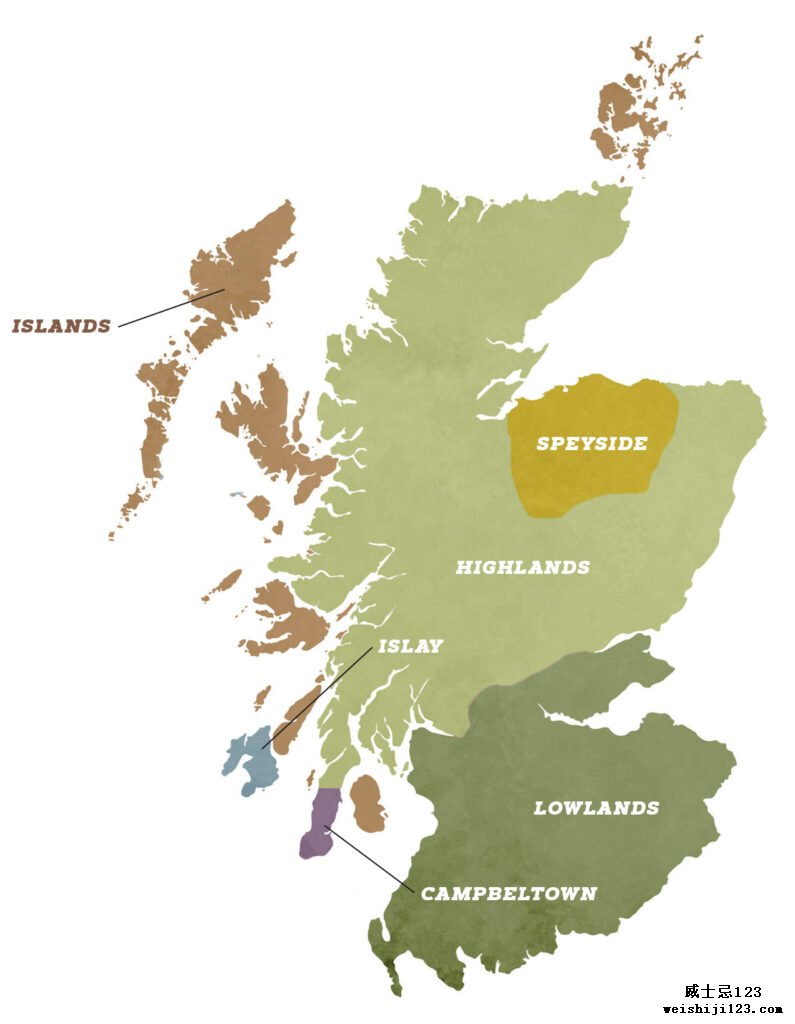 苏格兰威士忌产区地图